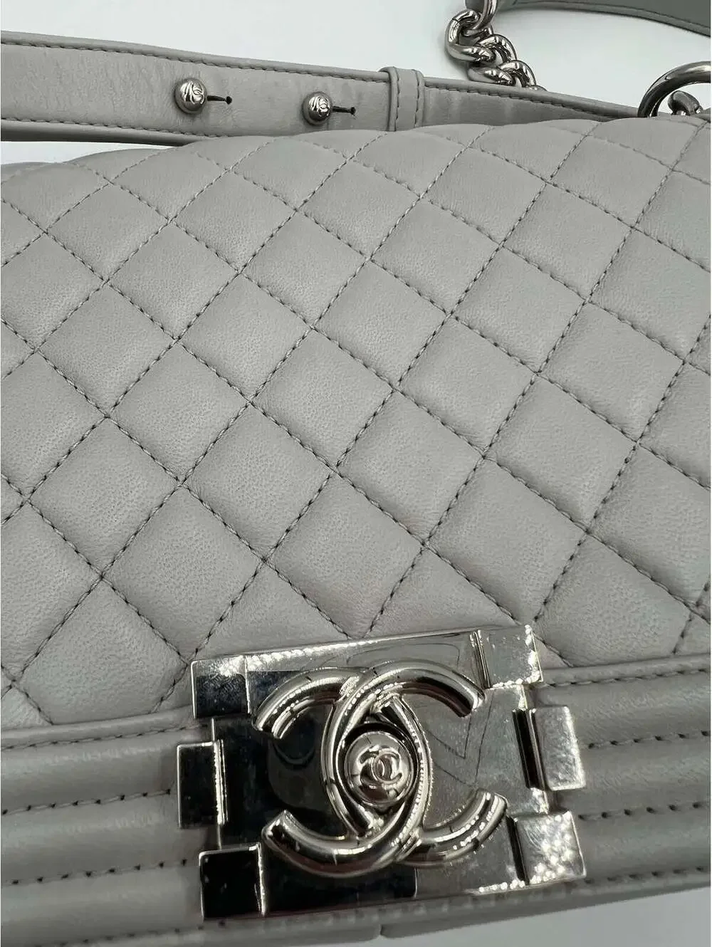 Chanel Le Boy Medium Flap Bag Authentic Quilted Leather CC